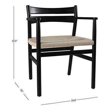 Amazon Brand – Stone & Beam Dining Chair with Arms, 24.8"W, Red Oak, Black Finish