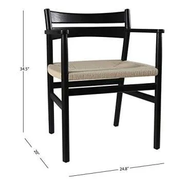 Amazon Brand – Stone & Beam Dining Chair with Arms, 24.8"W, Red Oak, Black Finish