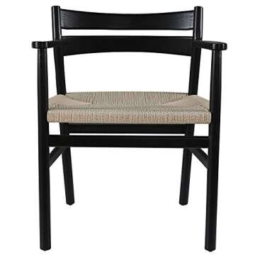 Amazon Brand – Stone & Beam Dining Chair with Arms, 24.8"W, Red Oak, Black Finish