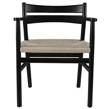 Amazon Brand – Stone & Beam Dining Chair with Arms, 24.8"W, Red Oak, Black Finish