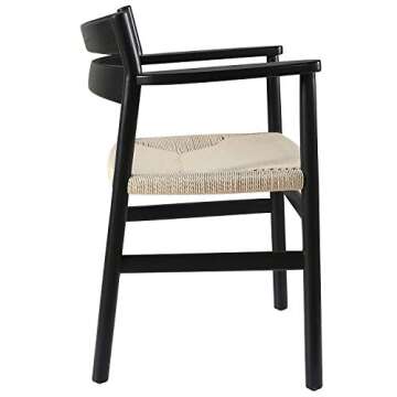 Amazon Brand – Stone & Beam Dining Chair with Arms, 24.8"W, Red Oak, Black Finish