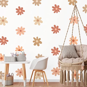 Qeeenar 36 Pcs Daisy Wall Decals Flower Wall Stickers Boho Daisy Wall Stickers Peel and Stick Floral...