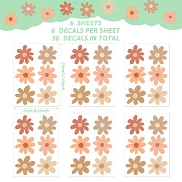 Qeeenar Daisy Wall Stickers 36 Pcs Vibrant Decor
