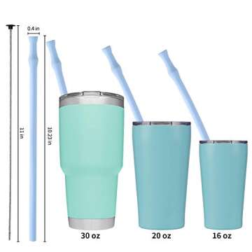 Vantic Collapsible and Reusable Silicone Straws, Portable Folding Drinking Straws, BPA Free with Travel Case & Cleaning Brush, suitable for 20 or 30 oz Tumblers-Pink&Blue Case