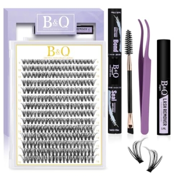 DIY Lash Extension Kit B&Q 280 PCS Individual, 0.07D 9-16MIX 30D 40D 50D Cluster Lashes Kit Lash Glu...