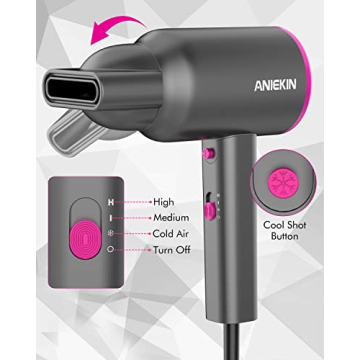 ANIEKIN 1875W Ionic Hair Dryer - Lightweight & Compact