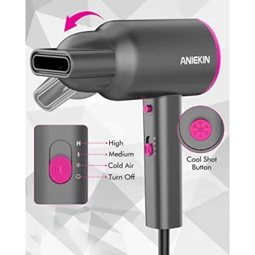 ANIEKIN 1875W Ionic Hair Dryer - Lightweight & Compact