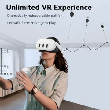 AMVR VR Cable Management System, 6 Packs Ceiling Pulley System for Oculus Quest 3/Quest 2/Rift/Rift S/Valve Index/HTC Vive/Vive Pro/HP Reverb G2/PSVR VR Cord Accessories, VR Link Cable Not Included