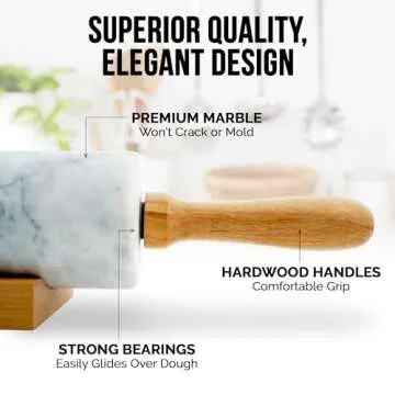 Zulay Kitchen Marble Rolling Pin - Nonstick Heavy Duty Baking Tool