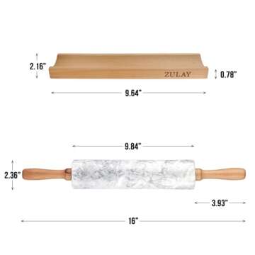 Zulay Kitchen Marble Rolling Pin - Nonstick Heavy Duty Baking Tool