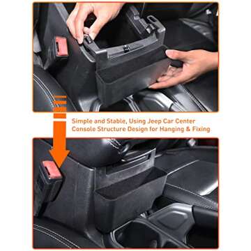 Savadicar Center Console Hanging Storage Organizer, Armrest ABS Tray for 2018-2024 Jeep Wrangler JL ...