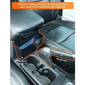 Savadicar Center Console Hanging Storage Organizer, Armrest ABS Tray for 2018-2024 Jeep Wrangler JL JLU 4XE and Jeep Gladiator JT, Interior Accessories, Black