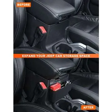 Savadicar Center Console Hanging Storage Organizer, Armrest ABS Tray for 2018-2024 Jeep Wrangler JL JLU 4XE and Jeep Gladiator JT, Interior Accessories, Black