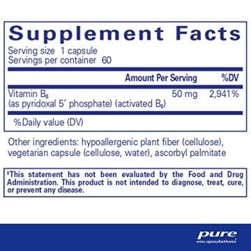 Pure Encapsulations P5P 50 - Active Vitamin B6 - Supports Energy Metabolism & Brain Health - Gluten ...