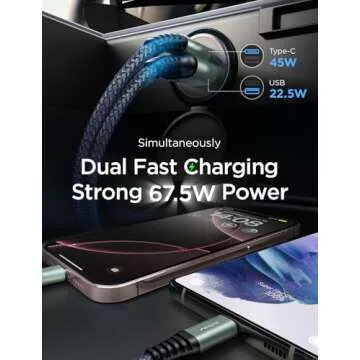 AINOPE 67.5W Fast Car Charger for iPhone and Samsung