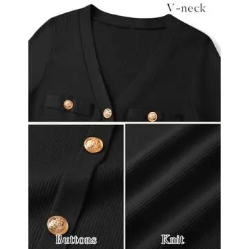 MIROL Women's V-Neck Bodycon Sweater Dress 2024 Fall Long Sleeve Button Down Knit Maxi Dress Elegant Long Dresses Black