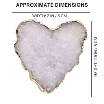 Grips by CRYSTALFY Heart Shaped Clear Quartz Druzy Standard Size Crystal Phone Grip Holder & Expanding Kickstand - Natural Gemstone Swappable Top Accessory for iPhone, iPad, Kindle & Mobile Devices