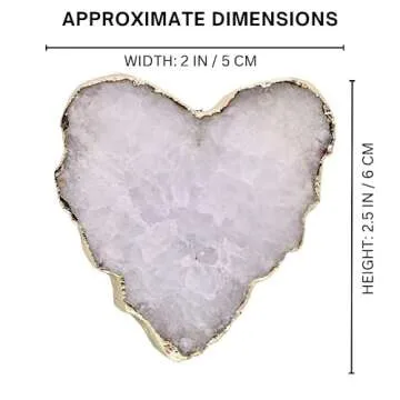 Grips by CRYSTALFY Heart Shaped Clear Quartz Druzy Standard Size Crystal Phone Grip Holder & Expanding Kickstand - Natural Gemstone Swappable Top Accessory for iPhone, iPad, Kindle & Mobile Devices