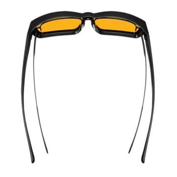 Swanwick NIGHT FITOVER Blue Light Blocking Fitover Glasses for Women, Men Anti Eyestrain Headache for Computer, Gaming, TV, Phone Screen. Sleep Aid. w/FREE $497 Training Course (Regular, Black)