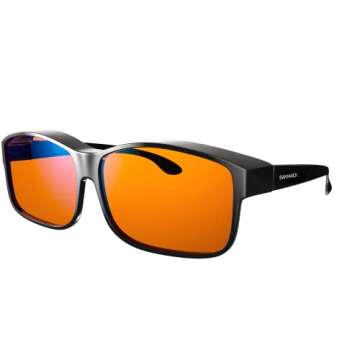 Swanwick NIGHT FITOVER Blue Light Blocking Fitover Glasses for Women, Men Anti Eyestrain Headache for Computer, Gaming, TV, Phone Screen. Sleep Aid. w/FREE $497 Training Course (Regular, Black)