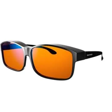 Swanwick NIGHT FITOVER Blue Light Blocking Fitover Glasses for Women, Men Anti Eyestrain Headache for Computer, Gaming, TV, Phone Screen. Sleep Aid. w/FREE $497 Training Course (Regular, Black)