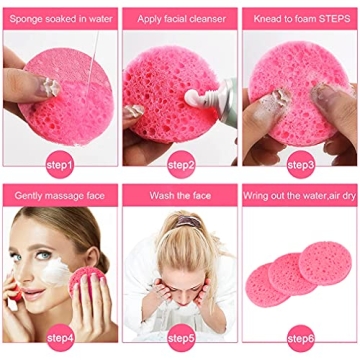 METUUTER 50 PCS Natural Facial Sponges for Skincare