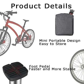 Bicycle Pump Bike Foot Pump with Pressure Gauge 120PSI, Mini Bike Pump Aluminum Alloy Floor Bicycle Air Pump Tire Pumps with Presta and Schrader Valves for Road Mountain Bikes Balls Inflatable Toys