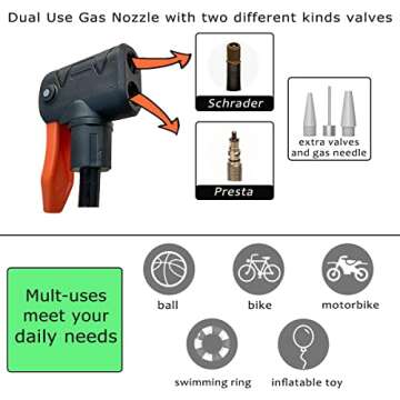 Bicycle Pump Bike Foot Pump with Pressure Gauge 120PSI, Mini Bike Pump Aluminum Alloy Floor Bicycle Air Pump Tire Pumps with Presta and Schrader Valves for Road Mountain Bikes Balls Inflatable Toys