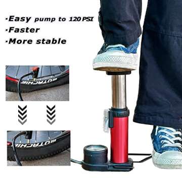 Bicycle Pump Bike Foot Pump with Pressure Gauge 120PSI, Mini Bike Pump Aluminum Alloy Floor Bicycle Air Pump Tire Pumps with Presta and Schrader Valves for Road Mountain Bikes Balls Inflatable Toys