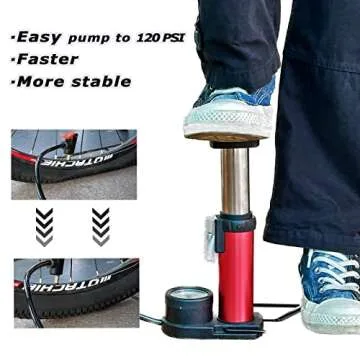 Bicycle Pump Bike Foot Pump with Pressure Gauge 120PSI, Mini Bike Pump Aluminum Alloy Floor Bicycle Air Pump Tire Pumps with Presta and Schrader Valves for Road Mountain Bikes Balls Inflatable Toys
