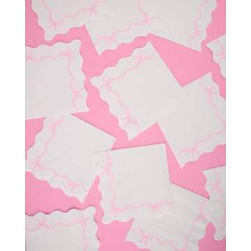 xo, Fetti Bow Pink Napkins - 3-ply, 25 pcs | Bachelorette Decorations, Bow Theme Birthday Party, Bridal Engagement Decor, Coquette Cute Supplies, Girl Baby Shower Tableware, Tea Bday Ribbon Decor