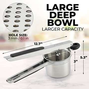 Zulay Kitchen Large 15oz Potato Ricer - Heavy Duty Stainless Steel Masher