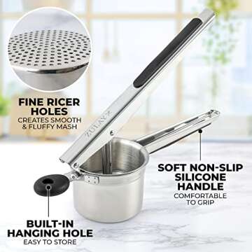 Zulay Kitchen Large 15oz Potato Ricer - Perfect Mashed Potatoes