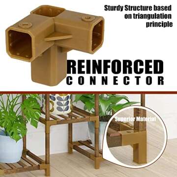 HOMKIRT Plant Stand Indoor Outdoor, 11 Tier Reinforced Plant Shelf Tall for Multiple Plants, Large Wood Plant Rack Holder, Garden Shelves, Flower Stand for Living Room Patio Corner