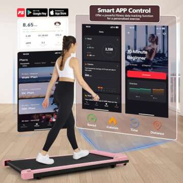 Smart Walking Pad Under Desk Treadmill 2.5 HP with App/Remote Control, Desk Treadmill for Office Und...