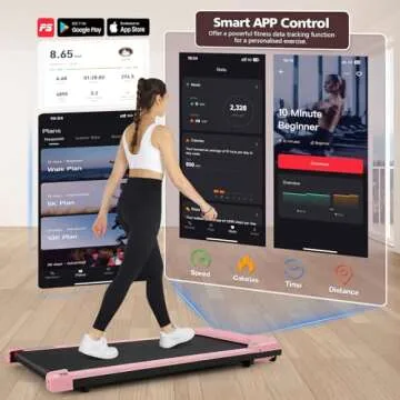 Smart Walking Pad Under Desk Treadmill 2.5 HP with App/Remote Control, Desk Treadmill for Office Und...