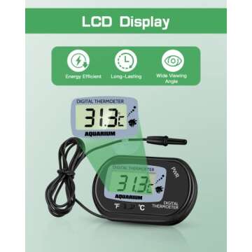Zacro Digital Aquarium Thermometer, Fish Tank Thermometer, Water Thermometer with Large LCD Display,...