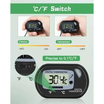 Zacro Digital Aquarium Thermometer, Fish Tank Thermometer, Water Thermometer with Large LCD Display, Reptile Thermometer for Fish Tank Water Terrarium
