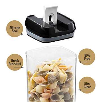 Seseno 7 Pack Airtight Food Storage Container Set - Kitchen & Pantry Organization Containers - Labels & Chalk Marker - BPA Free Clear Plastic Kitchen and Pantry Organization Containers