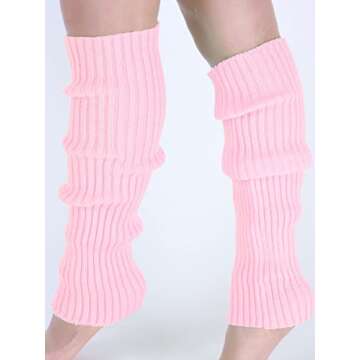 Milumia Women's 1 Pair Ribbed Knit Leg Warmers - 80s Style Boot Socks in Light Pink