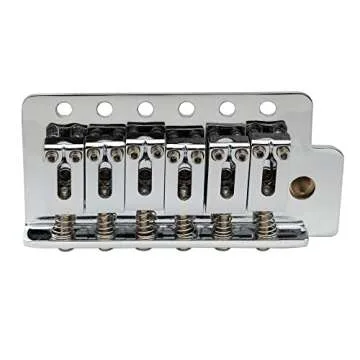 Musiclily Pro 52.5mm Modern 6-Screw Tremolo Bridge 36mm Solid Brass Block for Squier Strat Style Electric Guitar, Chrome