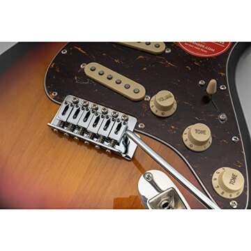 Musiclily Pro 52.5mm Modern 6-Screw Tremolo Bridge 36mm Solid Brass Block for Squier Strat Style Electric Guitar, Chrome