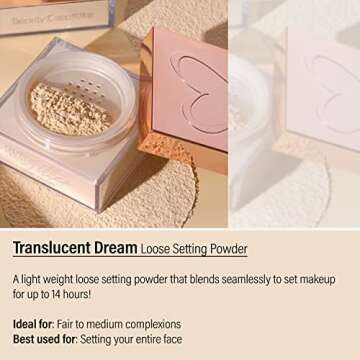DEALPLUSDEAL Beauty Creations Loose Setting Powder Minimizes Pores and Fine Lines Matte Finish Natural Face Makeup Translucent Dream