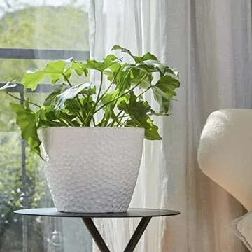 LA JOLIE MUSE Outdoor Planters Indoor Flower Pots - 9.4 Inch Planter Pot Containers, White Plant Pot...