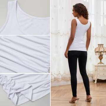 Bhome Maternity Tank Top Basic Top Ruched Pregnancy Tshirt White S