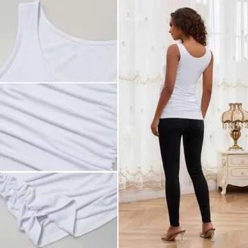 Bhome Maternity Tank Top Basic Top Ruched Pregnancy Tshirt White S