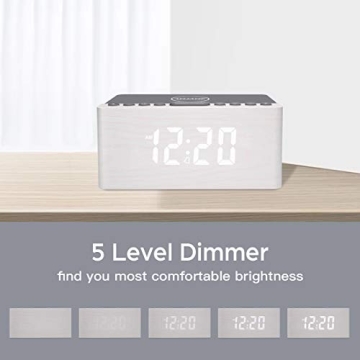 ANJANK 3-in-1 Wooden Digital Alarm Clock with FM Radio