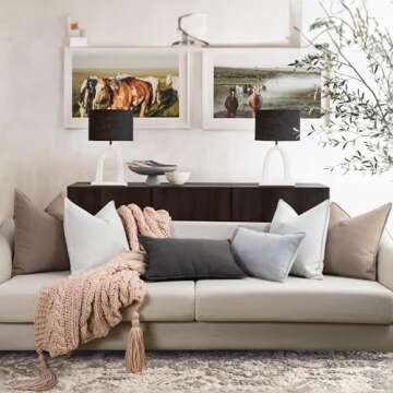 ZWJD Khaki Chenille Pillow Covers - Set of 2 Decorative Elegance