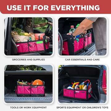 TRUNKCRATEPRO Pink SUV and Jeep Trunk Organizer - Premium Adjustable Multi-Compartment Collapsible Car Storage (Large Capacity)