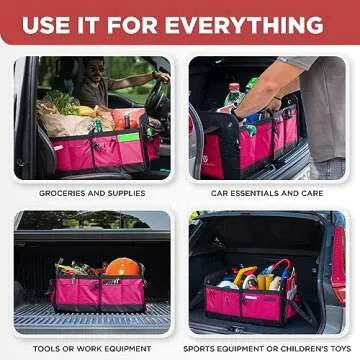 TRUNKCRATEPRO Pink SUV and Jeep Trunk Organizer - Premium Adjustable Multi-Compartment Collapsible Car Storage (Large Capacity)